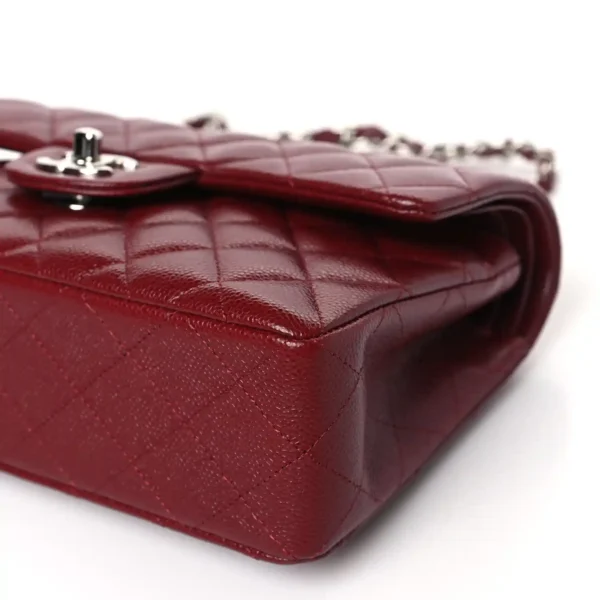 Chanel Red Quilted Caviar Leather Medium Classic Double Flap Bag - Image 3