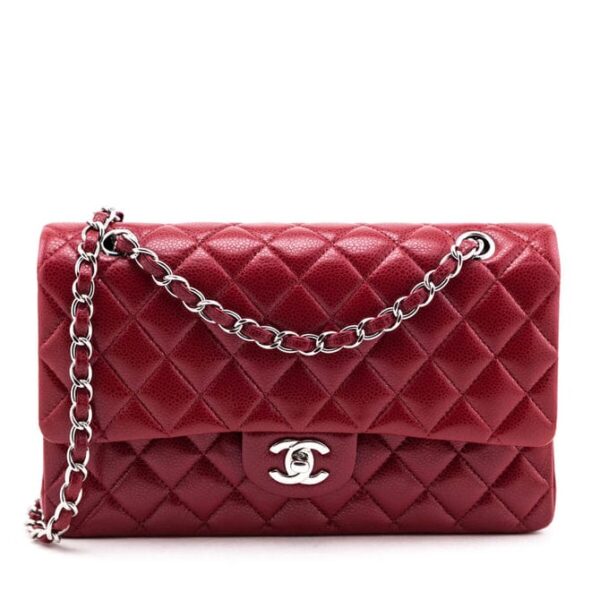 Chanel Red Quilted Caviar Leather Medium Classic Double Flap Bag