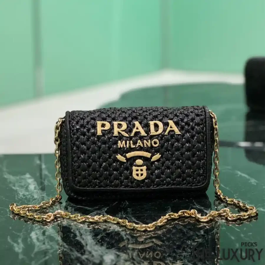 Black Crochet Shoulder Bag PRADA