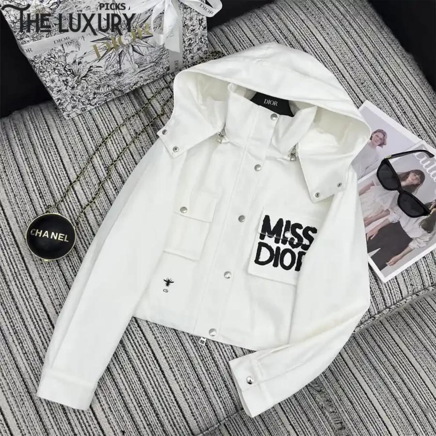 White Cotton Denim with Blue Miss Dior Graffiti Logo