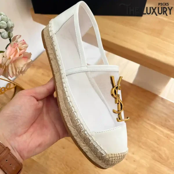 YSL Cream Off White beautiful gold logo loafer