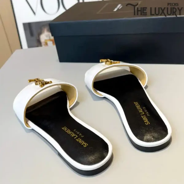 YSL Flat Slippers White